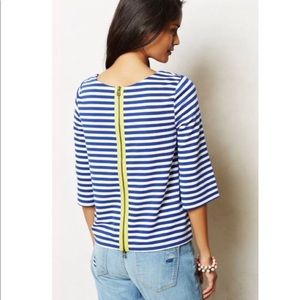 Anthropologie Postmark Striped Blue Top